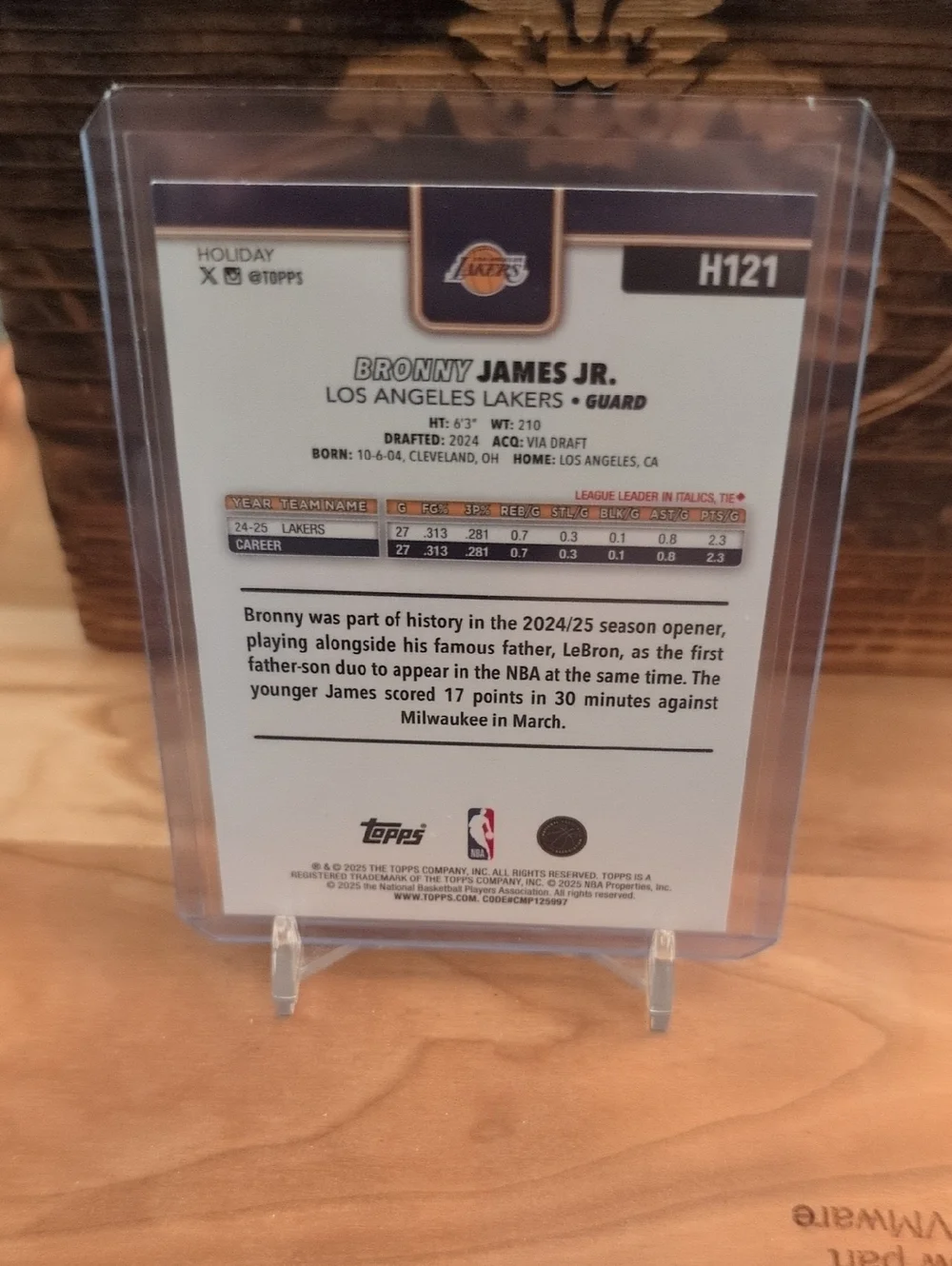 2025-26 Topps Holiday Bronny James Silver Glitter SP Lakers - Picture 2 of 2